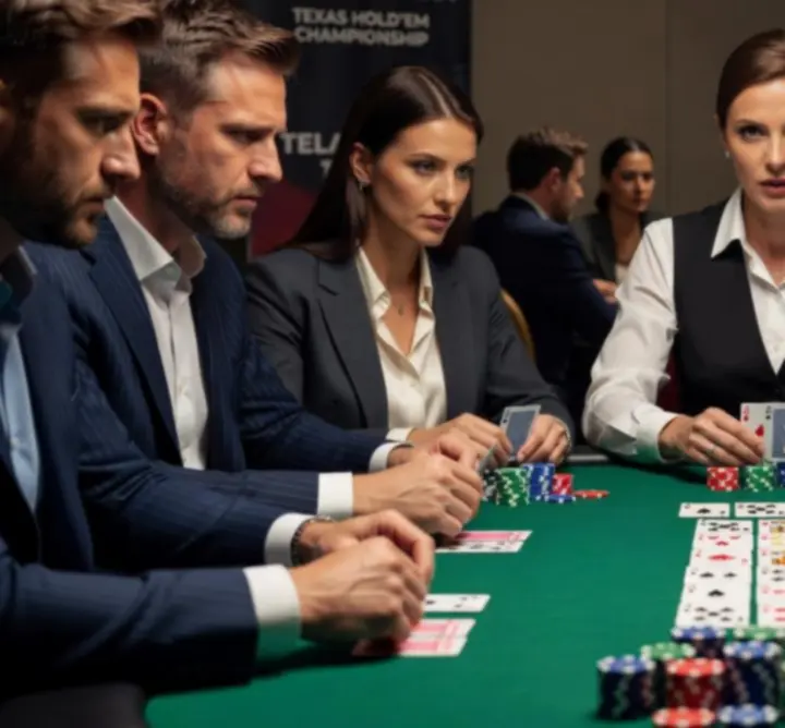 Stół do pokera Texas Hold’em przygotowany na wieczór eventowy